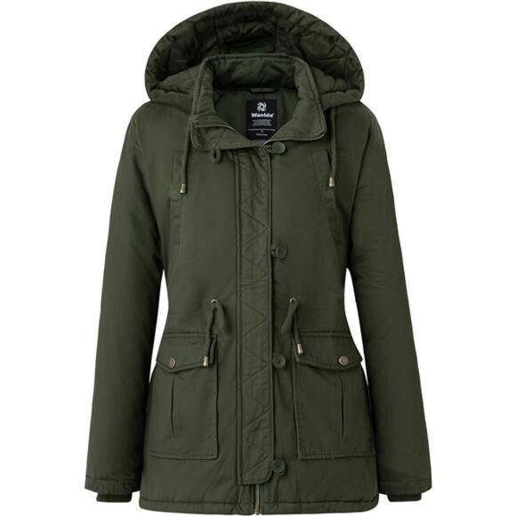 Women's Winter Thicken Puffer Coat Warm Fleece Lined Parka Jacket with Fur Hood